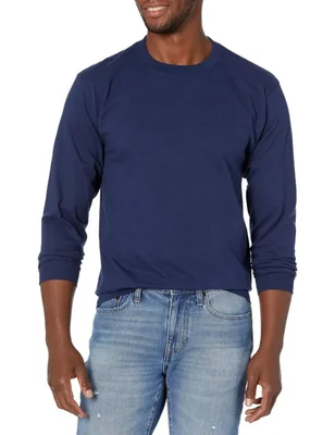 Camiseta Hanes talla extra grande azul marino manga larga