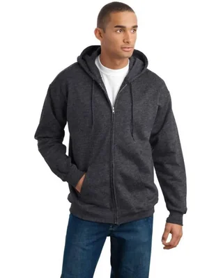 Sudadera con capucha Hanes para hombre talla 3XL gris carbón con cremallera completa