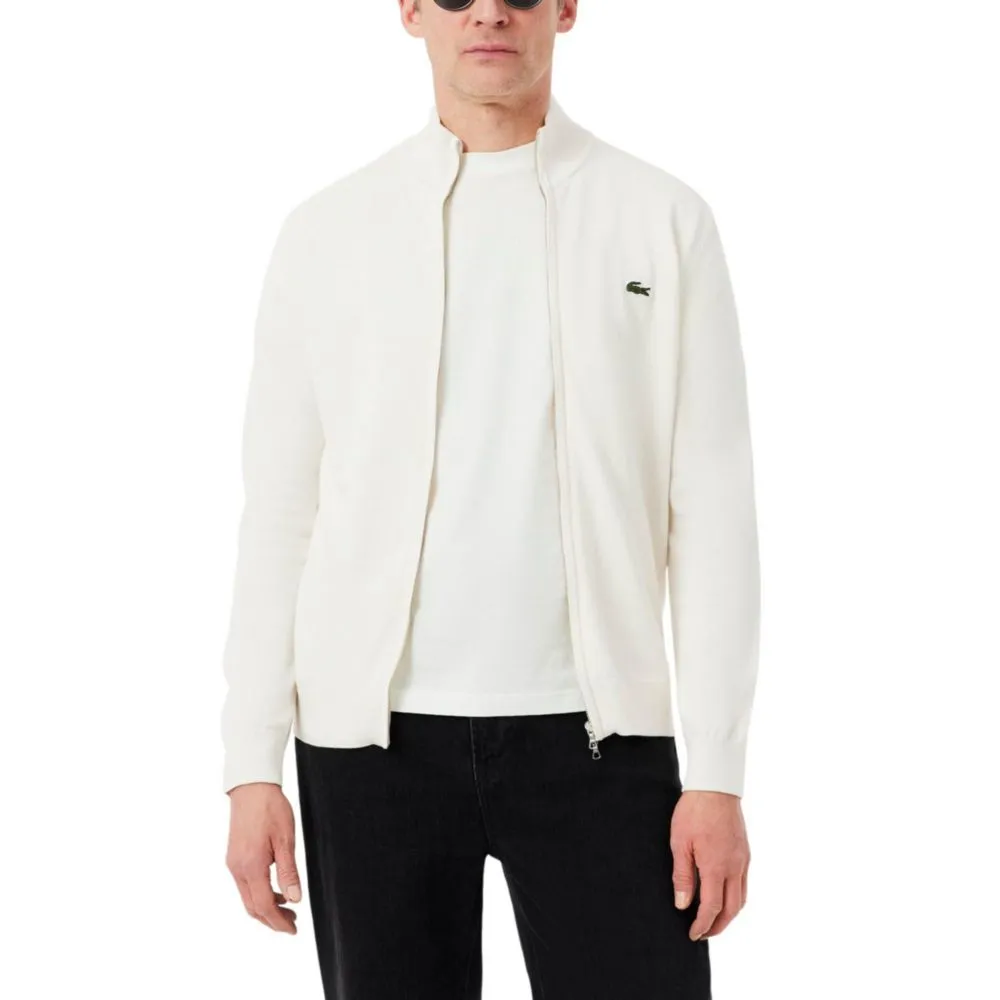 Suéter Lacoste de algodón con cremallera y cuello alto talla M
