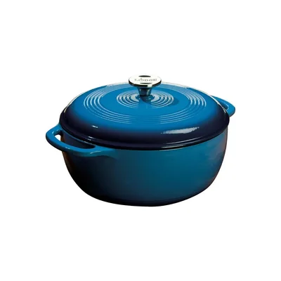 Lodge - Horno Holandés De Hierro Fundido Esmaltado Color Ec6d33  Azul  6 Cuartos De Galón
