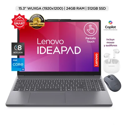 Laptop Lenovo Ideapad Slim 3 15.3" Touch Wuxga Intel Core I5 24Gb Ram 512 Gb Ssd + Mouse+ Audífonos