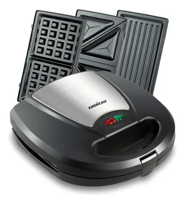 Sandwichera 3 En 1 9983 American Xl 800w Original Negro