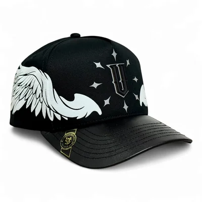 VAGO WHITE ANGELS Gorra Visera Curva Negra Imitación Piel