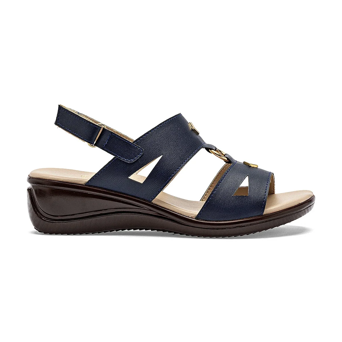Sandalia cuña para Mujer marca Pravia Azul marino cod. 140930