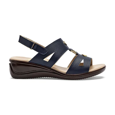 Sandalia cuña para Mujer marca Pravia Azul marino cod. 140930