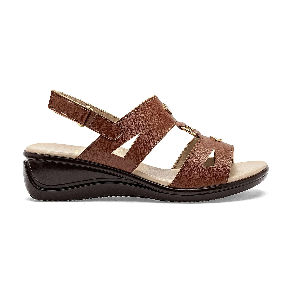 Sandalia cuña para Mujer marca Pravia Camel cod. 140929