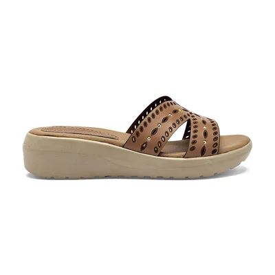 Sandalia Plataforma para Mujer marca Cruz Shoes Camel cod. 140367