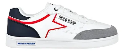 Tenis Polo Club York Team Hom007bco Comodo Original Moda Blanco Lisa