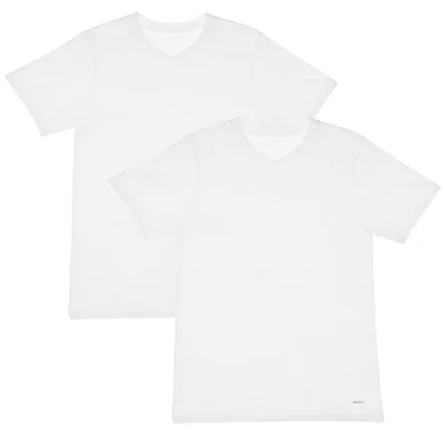 Playera Cuello V 2 Pack Blanco para Hombre Skiny Modelo Elo 73443
