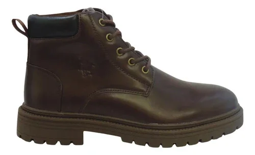 Bota Polo Hom020café Confortable Original Moda Café Liso