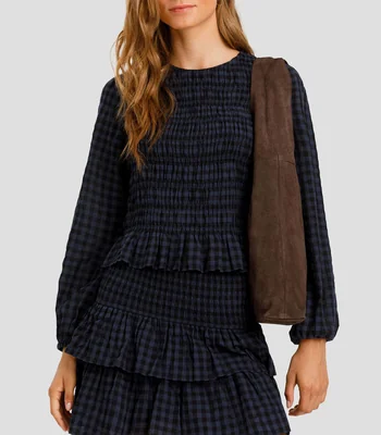 Blusa a cuadros manga larga Jimena Mujer