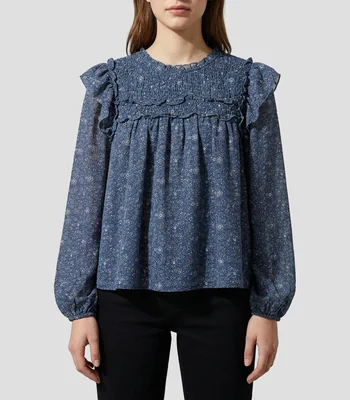 Blusa Volantes Estampada Marga Larga Mujer