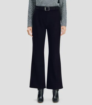 Pantalón recto fluido negro pana con stretch tiro alto Mujer