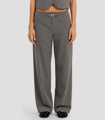 Pantalón Hebilla Rayas Lurex Mujer