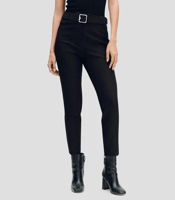 Leggings negros tiro alto cinturón hebilla metálica tacto suave Mujer