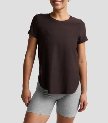 Playera cuello redondo manga corta jaspeada Mujer