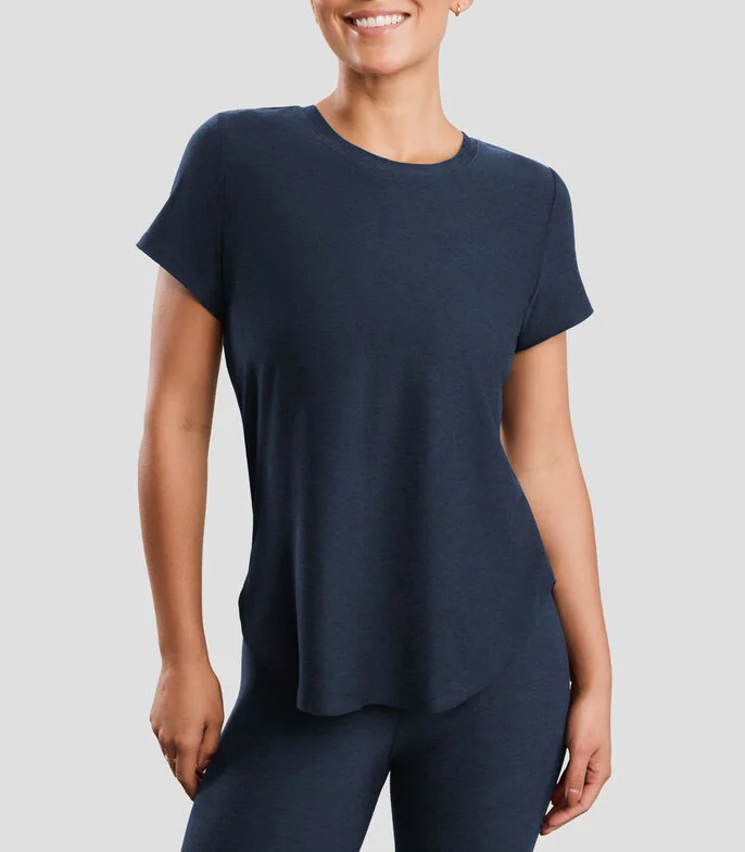 Playera cuello redondo manga corta jaspeada Mujer