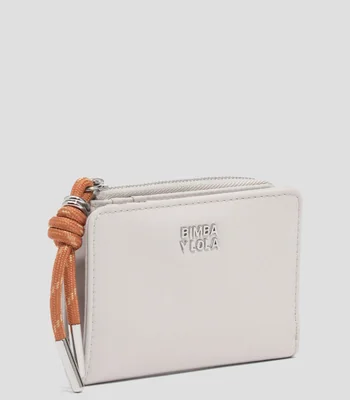 Cartera compacta lisa con logo Mujer