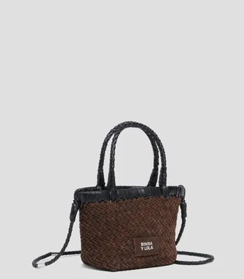 Bolsa crossbody mini en piel trenzada lisa Mujer