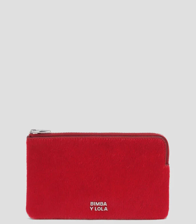 Monedero rojo con efecto pelo Mujer