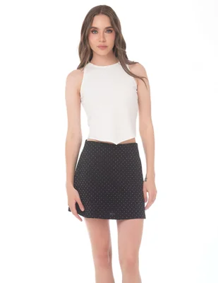 Top cuello redondo escote regular sin tirantes