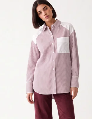 Camisa de algodón manga larga para mujer