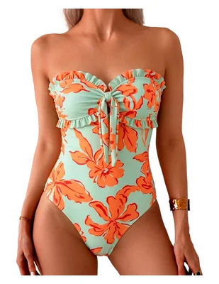 Traje de baño completo estampado floral para mujer
