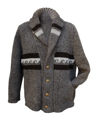 Sueter Abrigo color gris 100% Lana Natural De Borrego