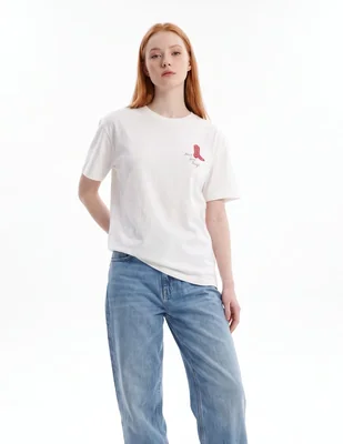 Playera manga corta cuello redondo para mujer