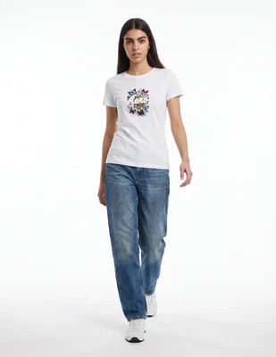 Playera manga corta cuello redondo para mujer