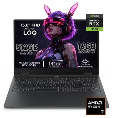 Lenovo LOQ Gamer RTX 5050 AMD Ryzen 7 170 16GB Ram 512GB SSD