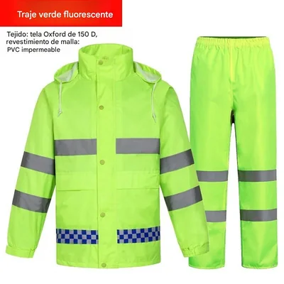 Traje lluvia impermeable reflectante seguridad pantalones servicio tráfico alta visibilidad verde