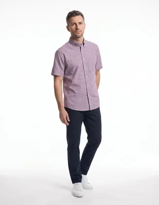 Camisa casual de algodón manga corta para hombre
