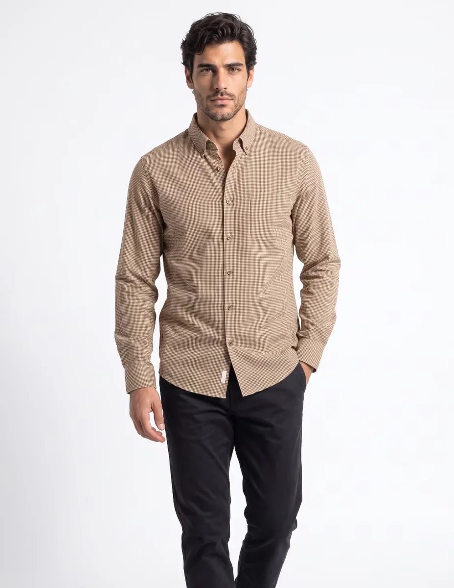 Camisa casual de algodón manga larga para hombre