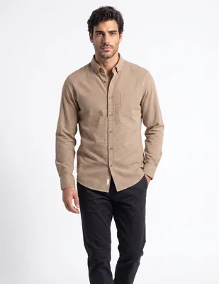 Camisa casual de algodón manga larga para hombre