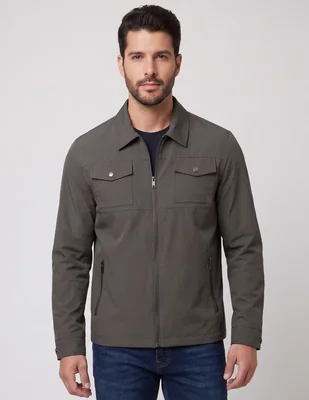 Chamarra casual cuello con cierre para hombre