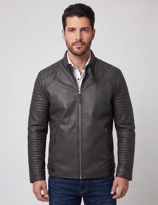 Chamarra Casual No de Piel Sin capucha para hombre