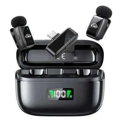 Micrófono De Solapa Inalámbrico Mini Para iPhone Android Pc, Color Negro