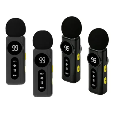 4 Micrófono Lavalier Inalámbrico Team Para Iphone,android, Color Negro