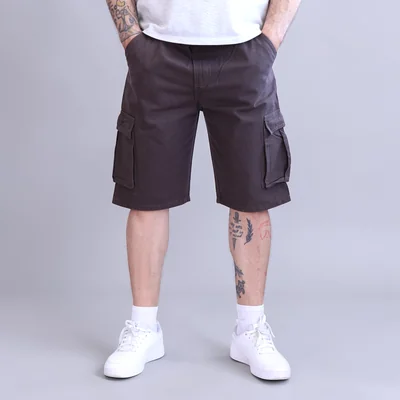 Bermuda Cargo de Gabardina Rígida John Silver Gris Marrón