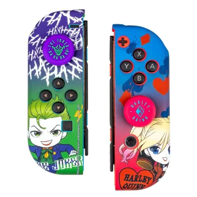 Pack combo FRTEC Joker y Harley Quinn: carcasas rígidas y protectores de agarre para Nintendo Switch