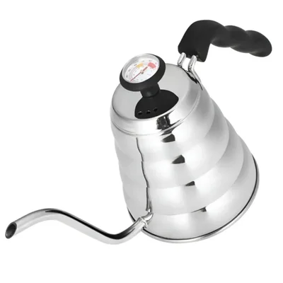 Tetera Cuello De Cisne Con Termmetro Cafetera Acero Inox 1L, Color Plata