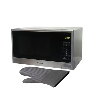 COMBO Microondas Panasonic NN-SB656BRUH de 36 Litros (1.3ft³ / 1100W) Color: Gris + Guante Cocina.