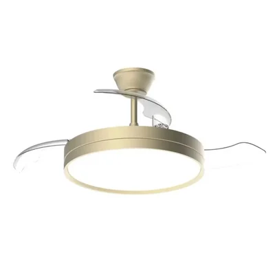 Ventilador De Techo Retráctil 42 Pulgadas Con Luz Led De 3 Tonos, Motor Dc Silencioso Color Cromado