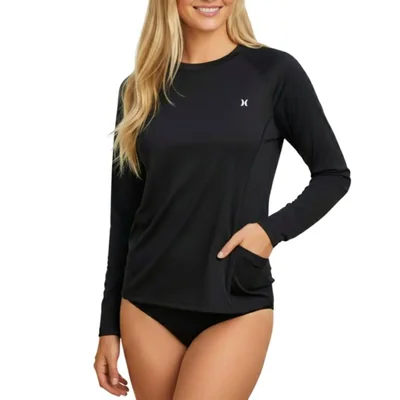 Camiseta de Protección Solar Hurley Mujer SPF 50+ con Bolsillos - Negra