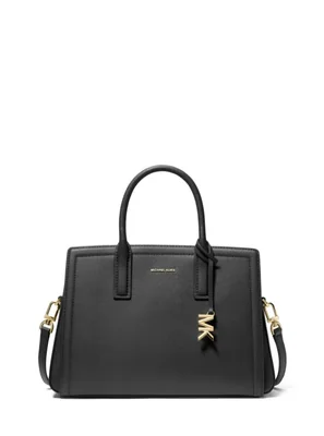 Bolso Satchel Michael Kors Laila Mediano Negro con Herrajes Tono Dorado