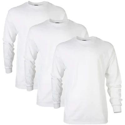 Camiseta Gildan G2400 de manga larga blanca – pack de 3 talla XL
