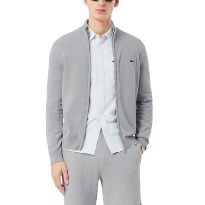 Suéter Lacoste con Cremallera y Cuello Alto de Algodón – Talla Grande