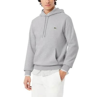 Sudadera con capucha Lacoste talla grande color plata chino de algodón felpa