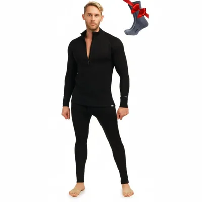 Conjunto de capa base Merino.tech talla XXL negro 320 g/m²